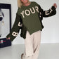 Sweater mit Strickeinsätzen - oliv