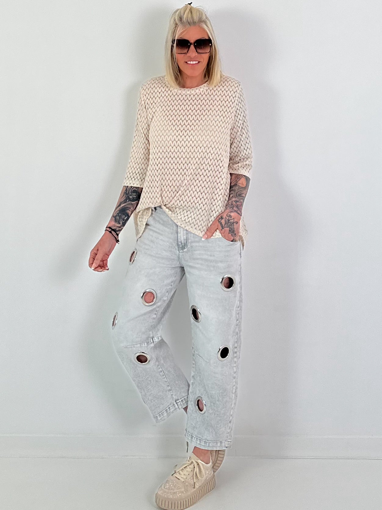 T-shirt with half sleeves - beige