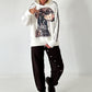Stylisches Sweatshirt  mit großem Patch Dog - weiss