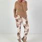 Ripp Shirt mit V-Neck und Spitzendetails - camel