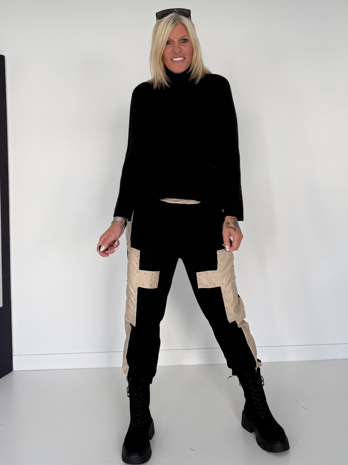 Basic Rollkragenpullover - schwarz