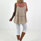 Layered Top with Braided Straps - beige