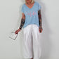 T-Shirt with Statement Print - light blue