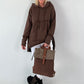 Casual long hoodie with thumbhole - mocha