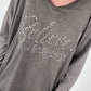 Oversized shirt with leopard print and rhinestone details - mocha