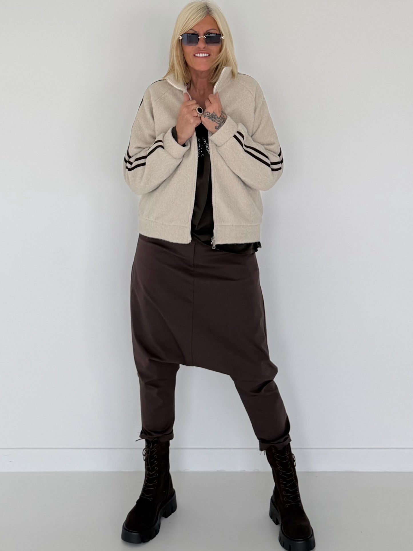 Jacke mit Streifen-Details - beige