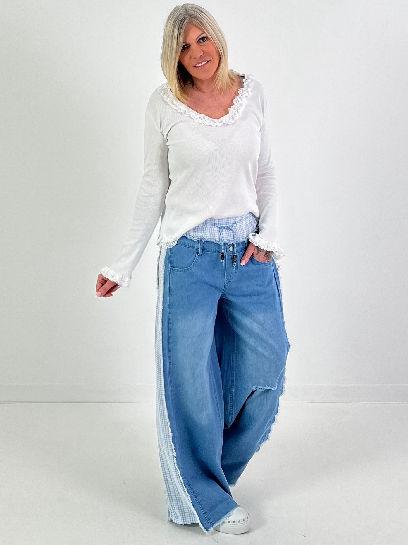 Jeansbroek model "Vichy Layer" - denim-lichtblauw