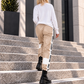 Hose im Materialmix City Statement - beige