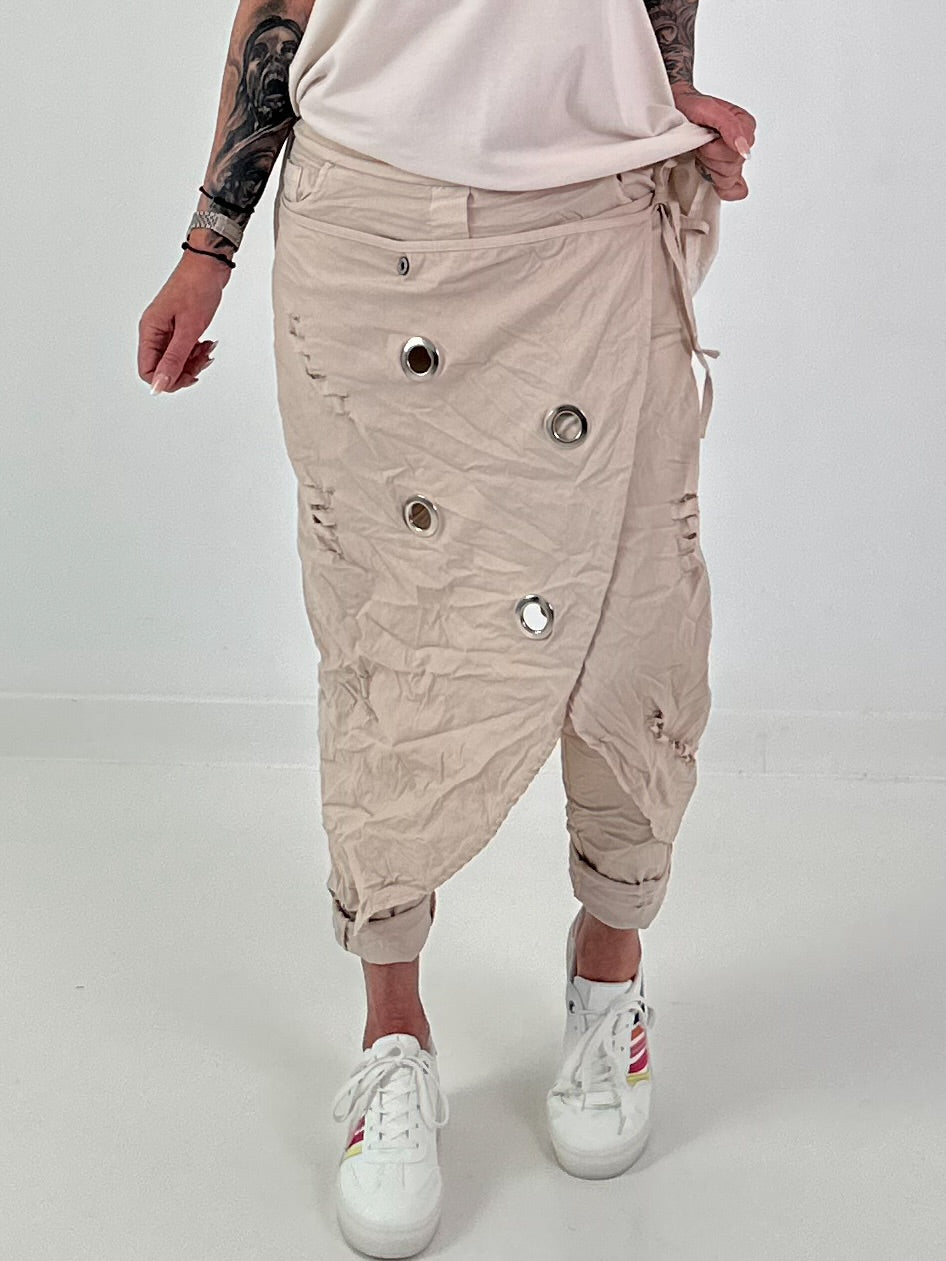Stylische Hose im Knit-Look - beige