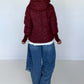 Jacke mit Strickarm und Kapuze - bordeaux