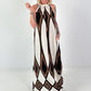 Neckholder Kleid mit All-Over Muster - ecru-braun-mehrfarbig