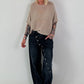 Leichter Pullover mit halben Arm - taupe
