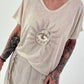 Fine knit shirt Sun with lurex - beige