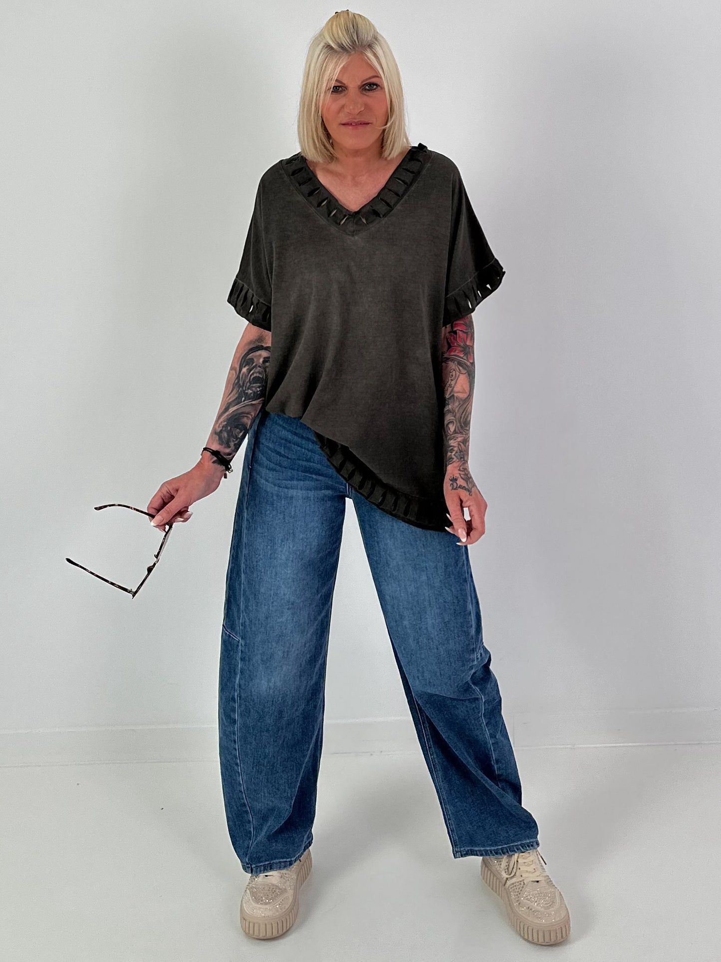 Shirt mit Cut-Out Details - schoko