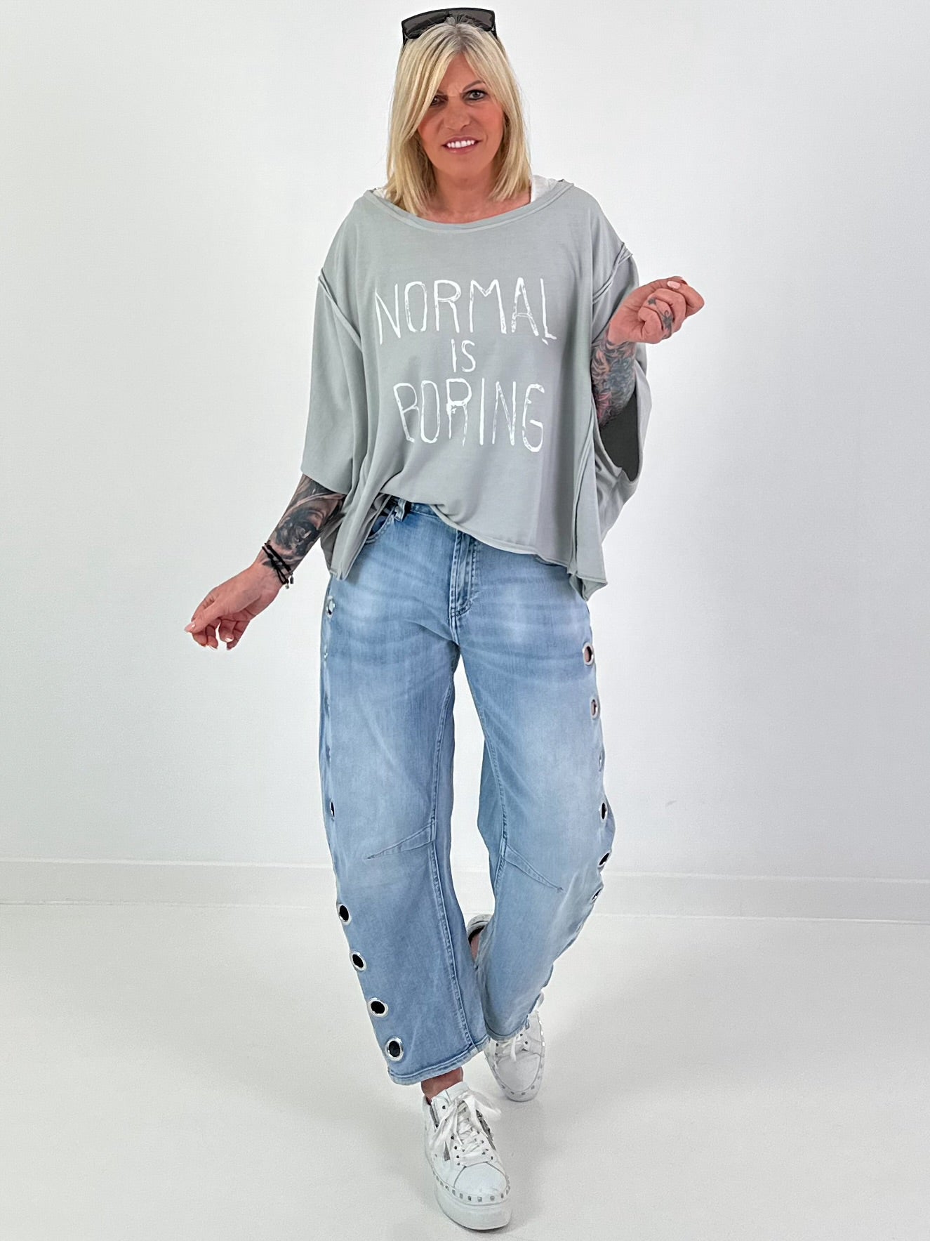 Oversized Shirt Normal is Boring - Grey
