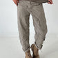 Hose mit elastischem Bund und Knopfleiste quer - taupe