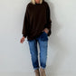 Lässiger Hoodie mit Statement Rückenprint "Pause" - mokka