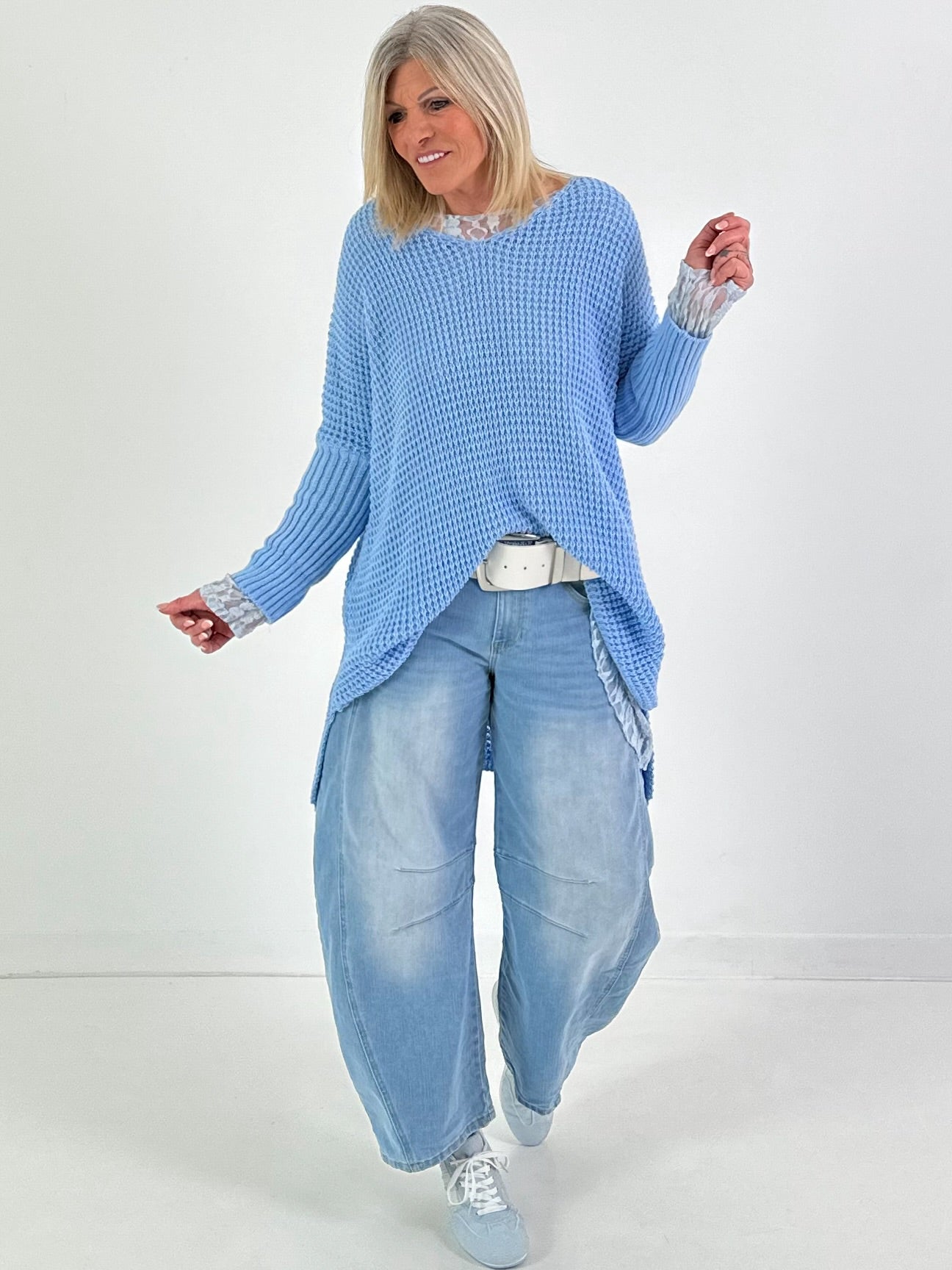 Trui met beenwarmers - lichtblauw