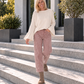 Sweater mit Trompetenärmeln - beige