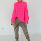 Kuschliger Strickpullover mit Zopfmuster - neonpink