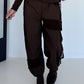 Hose mit City-Statement-Print - mokka