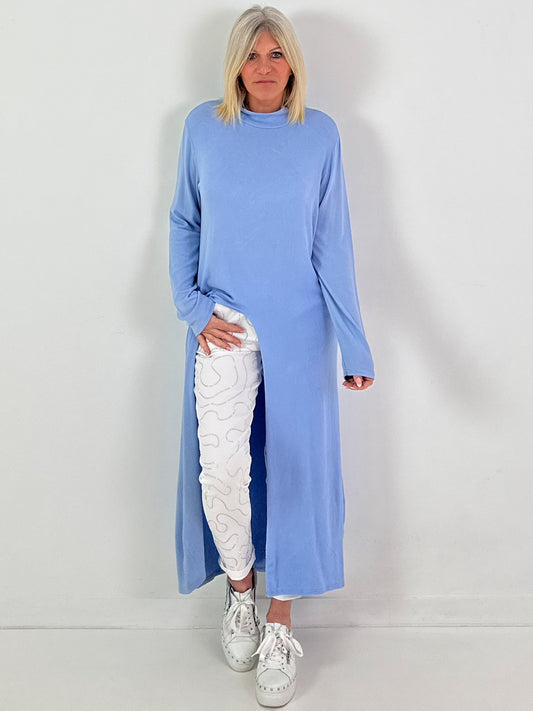 Long Pullover Modell "Calm Comfort" - hellblau