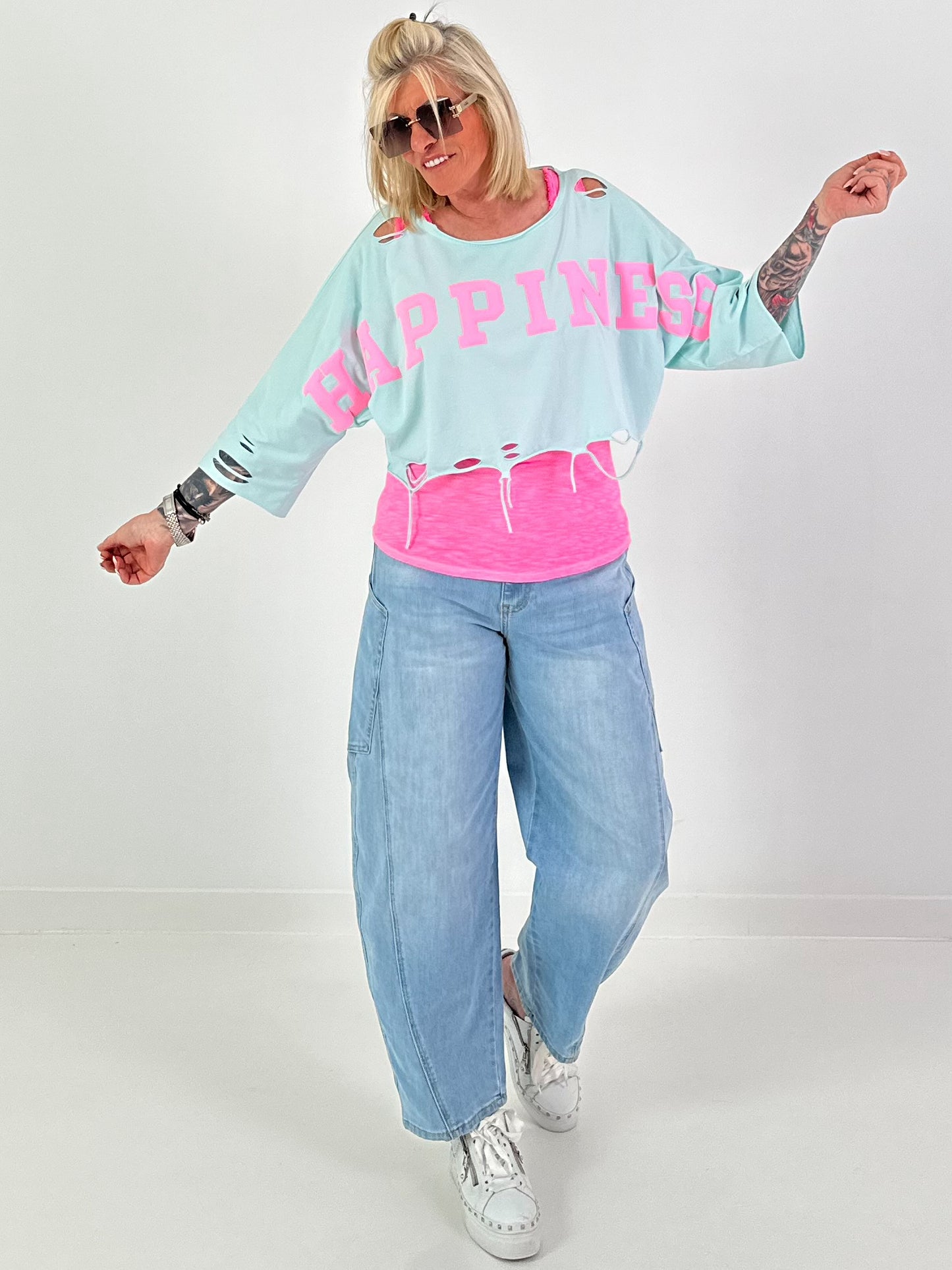 Cropped Sweater Happiness - mint