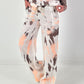 Batik Leinen Hose mit weitem Bein - weiss-neonorange-dunkelbraun
