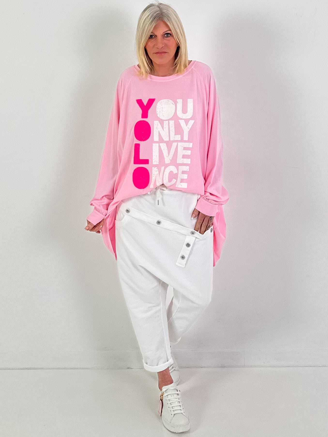 Oversized Shirt Modell "Life Power" - rosa