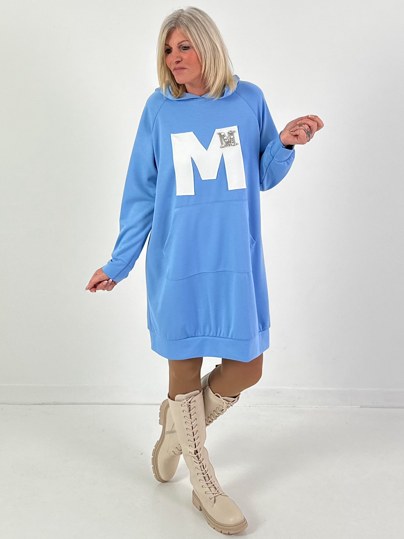 Long Hoodie/Kleid Modell "Edition M" - hellblau