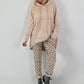 Casual long hoodie with thumbhole - beige