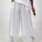 Wide-leg linen trousers - white