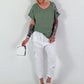 Linen Cut-Out Shirt - khaki