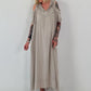 Cold shoulder dress with hood - taupe