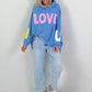 Oversized Hoodie Love - blau