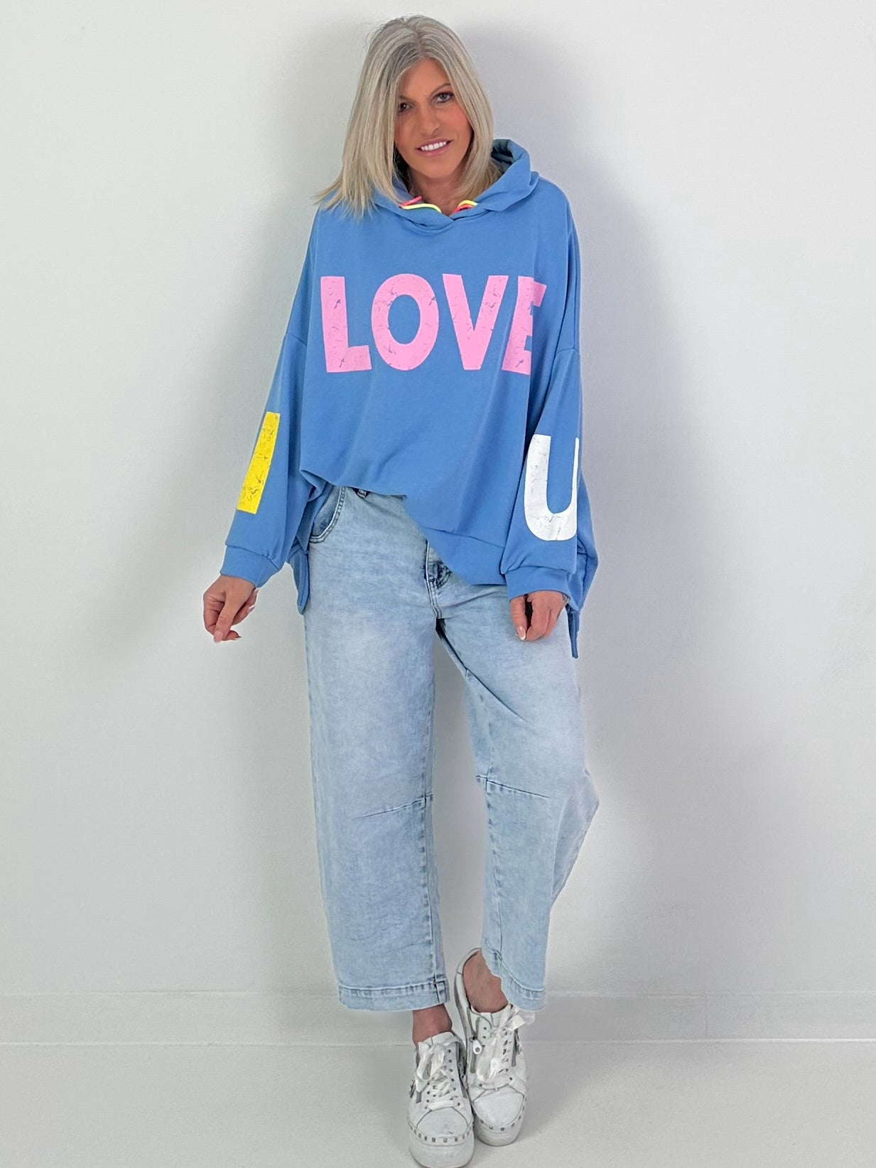 Oversized Hoodie Love - blau