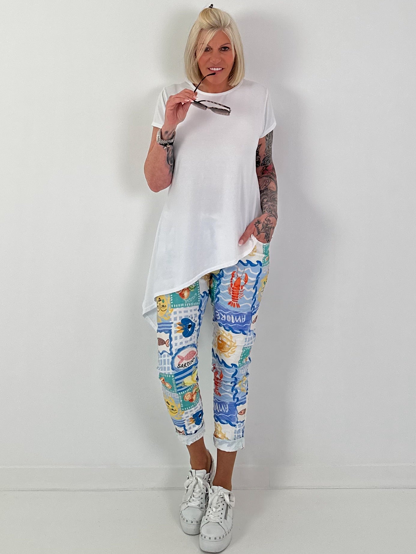 Asymmetrical T-shirt - white