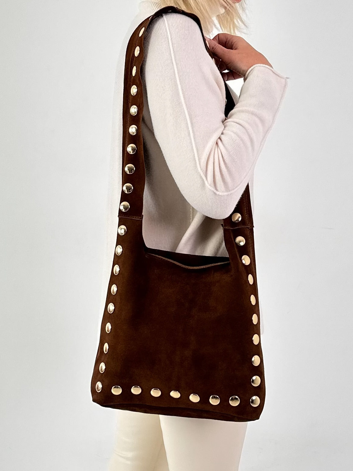 Suede bag model "Nomad" - chocolate