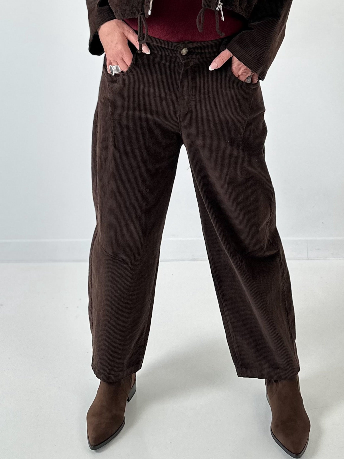 Wijde corduroy broek "Sarandra" - chocolade