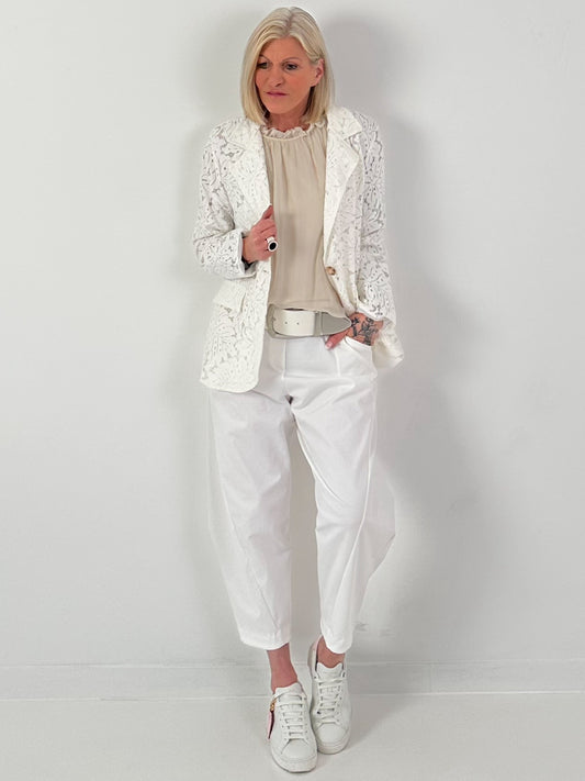Blazer aus floraler Spitze - weiss