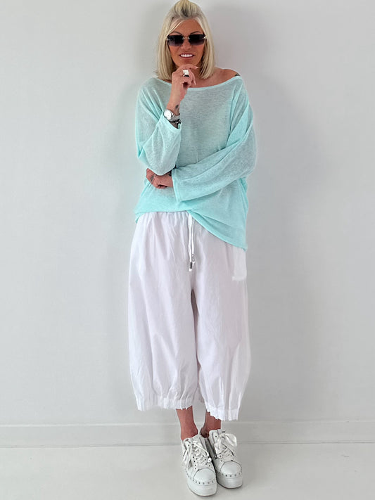 Lightweight Oversized Sweater - baby turquoise