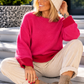 Pullover mit Kontrastsaum - pink-rot