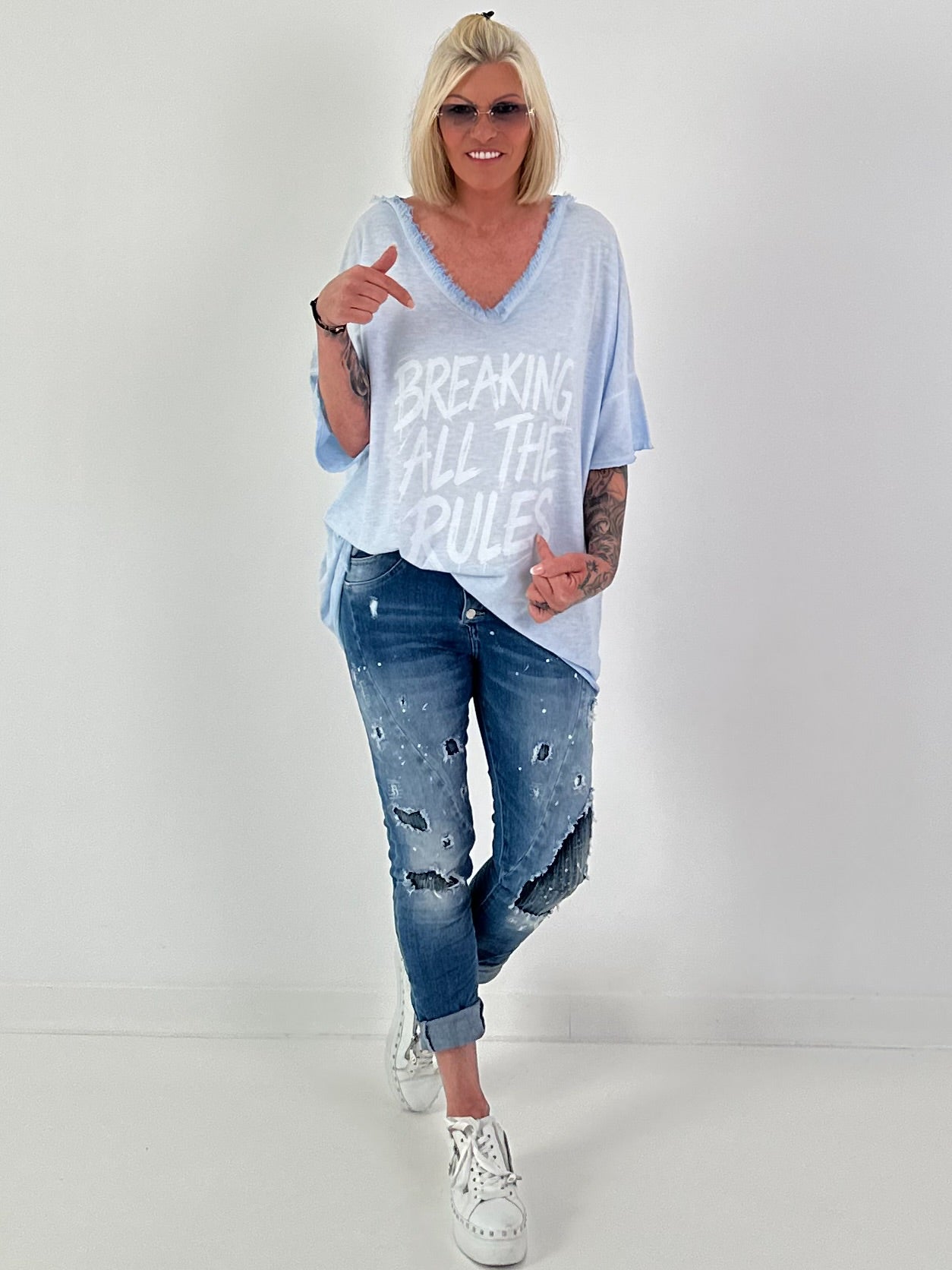 Oversized Shirt Breaking Rules - light blue