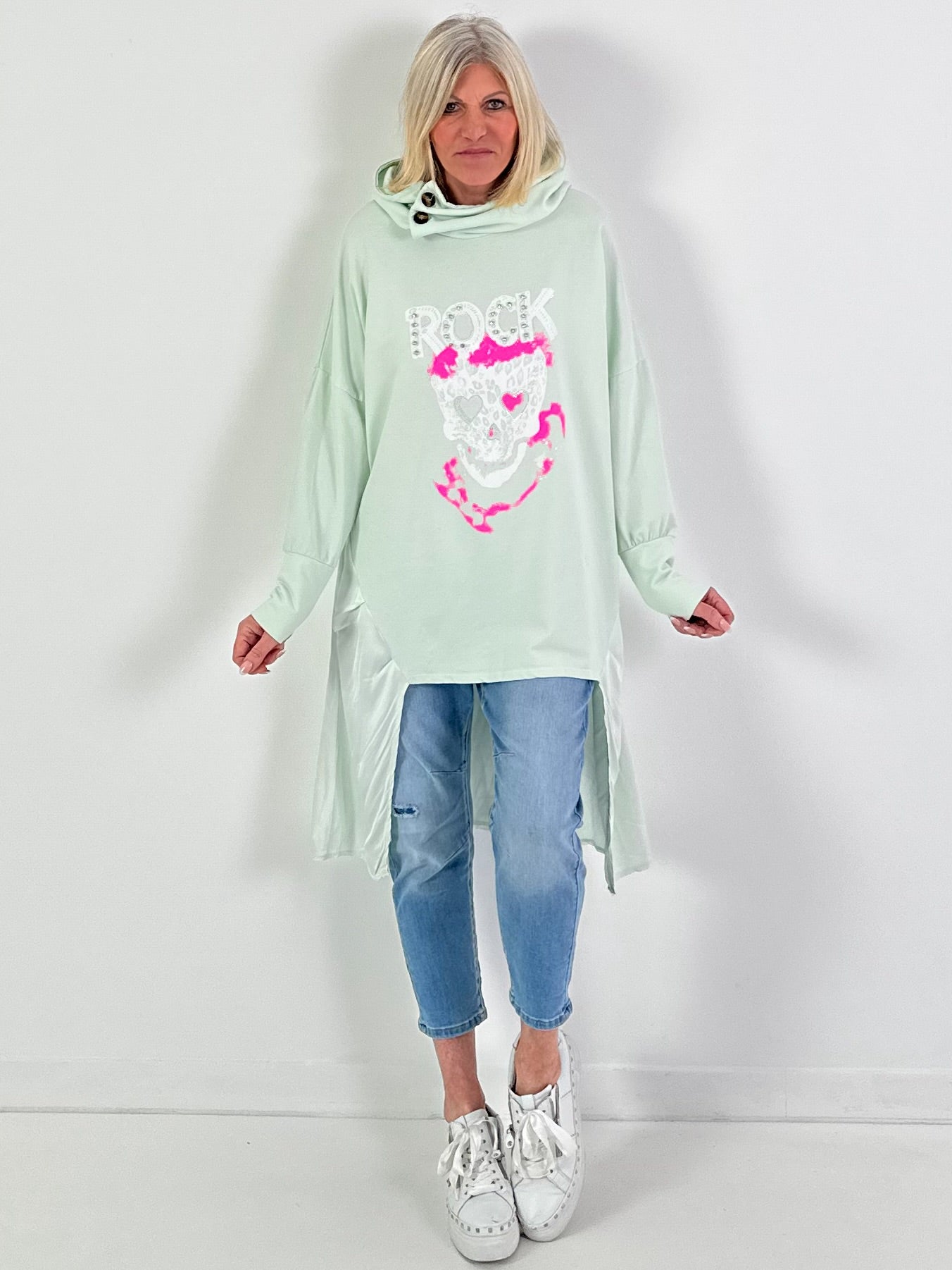 Hoodie Modell "Sparkle Skull" - mint