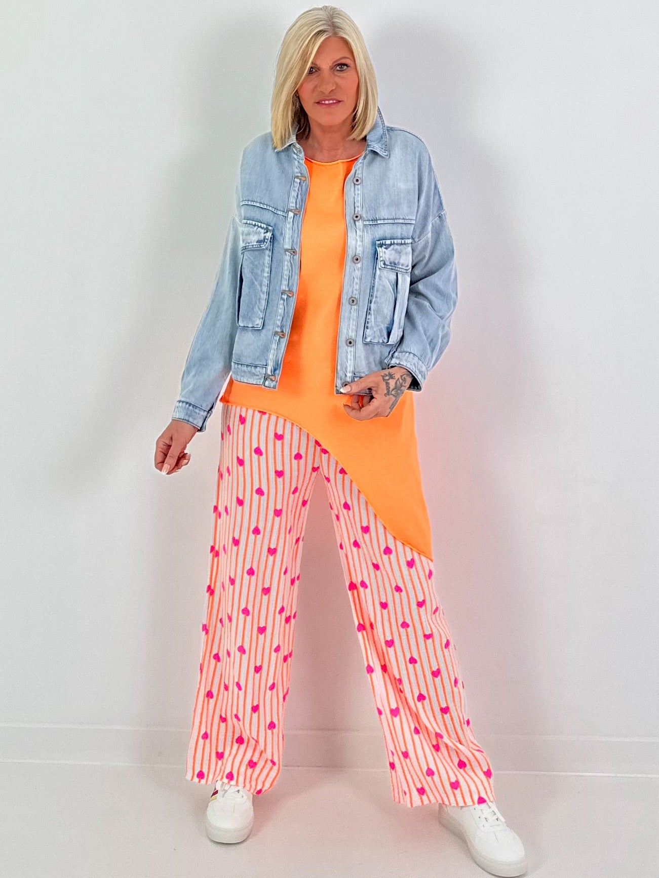 Oversized Jeansjacke mit Pattentaschen - denim