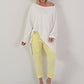 Sweatpants with large patch pockets - yellow
