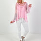Silk Tunic with Crochet Neckline - Pink