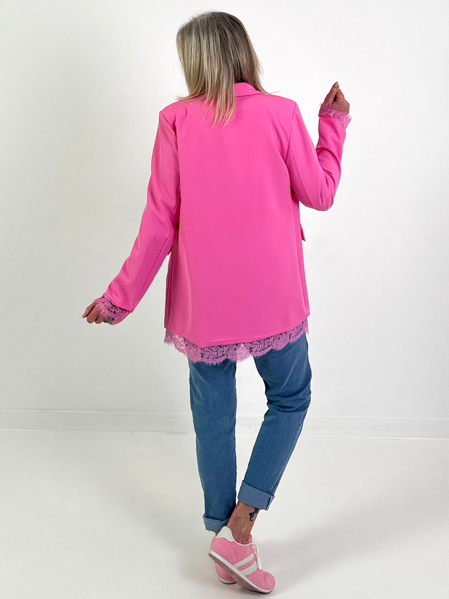 Blazer met kanten details - roze