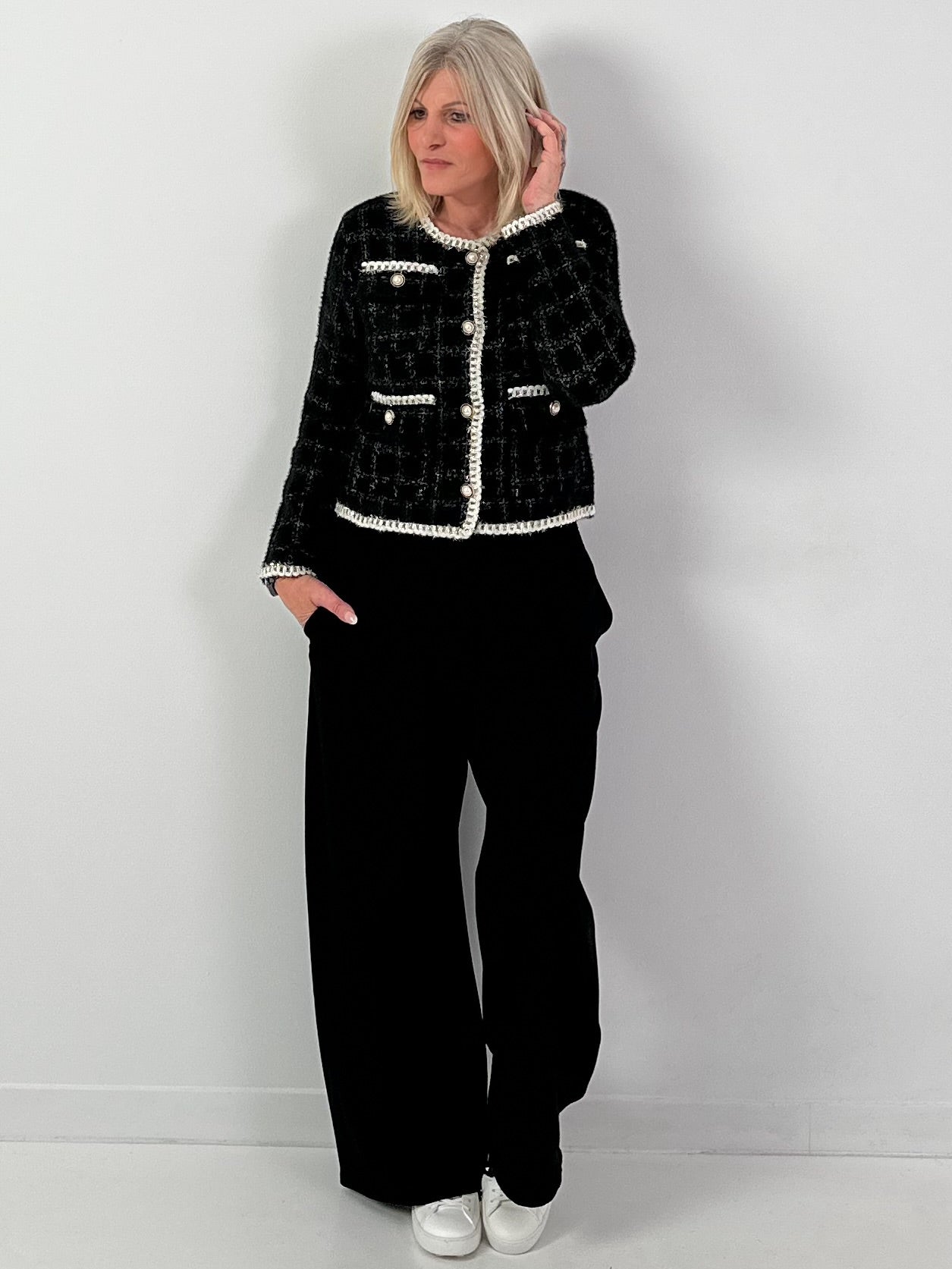 Geruit jasje model "Soft Paris" - zwart