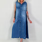 Hooded denim dress - dark blue
